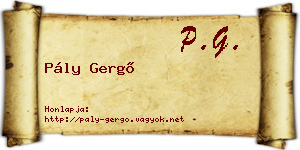 Pály Gergő névjegykártya