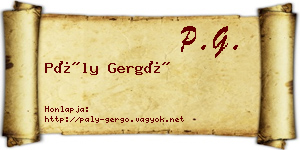 Pály Gergő névjegykártya